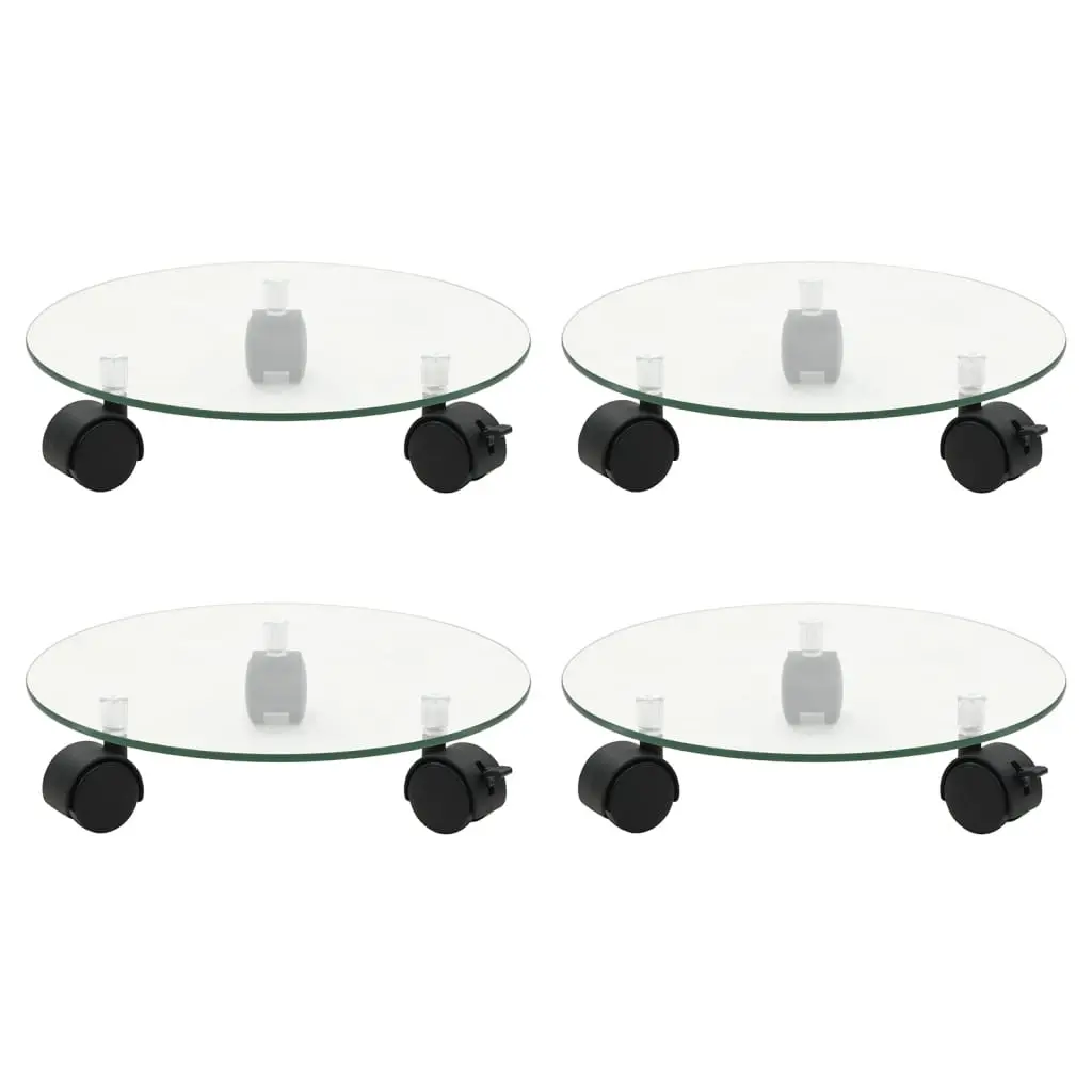 Plant Rollers 4 pcs 28 cm Tempered Glass Round 3144028 - Home & Garden