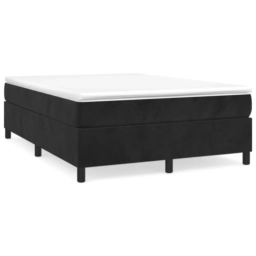 Box Spring Bed with Mattress Black 137x190 cm Full Velvet 3144713 - Furniture