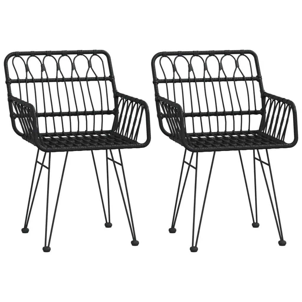 Garden Chairs 2 pcs with Armrest Black 56x64x80 cm PE Rattan 319427 - Furniture