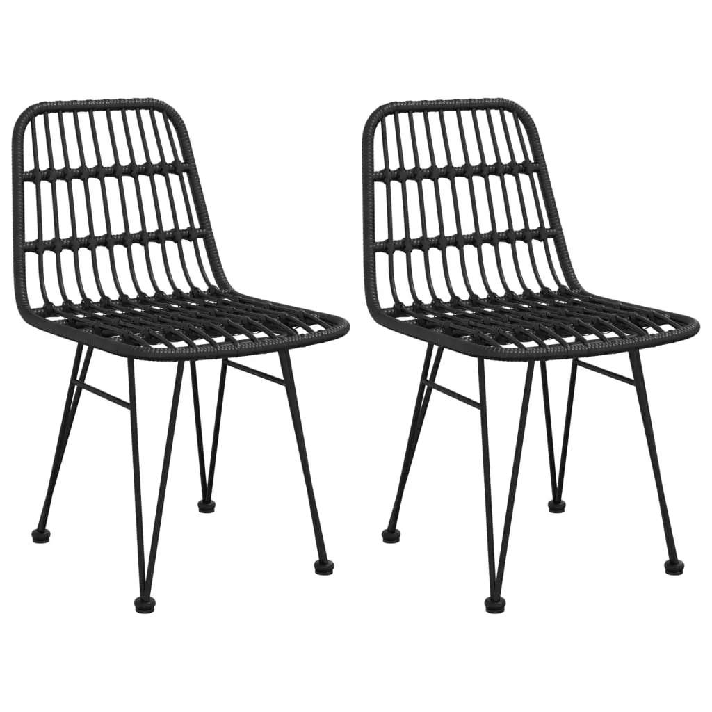 Garden Chairs 2 pcs Black 48x62x84 cm PE Rattan 319429 - Furniture