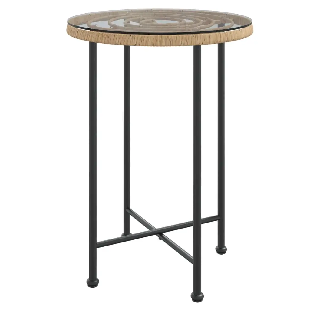 Dining Table Ø55 cm Tempered Glass and Steel 319434 - Furniture
