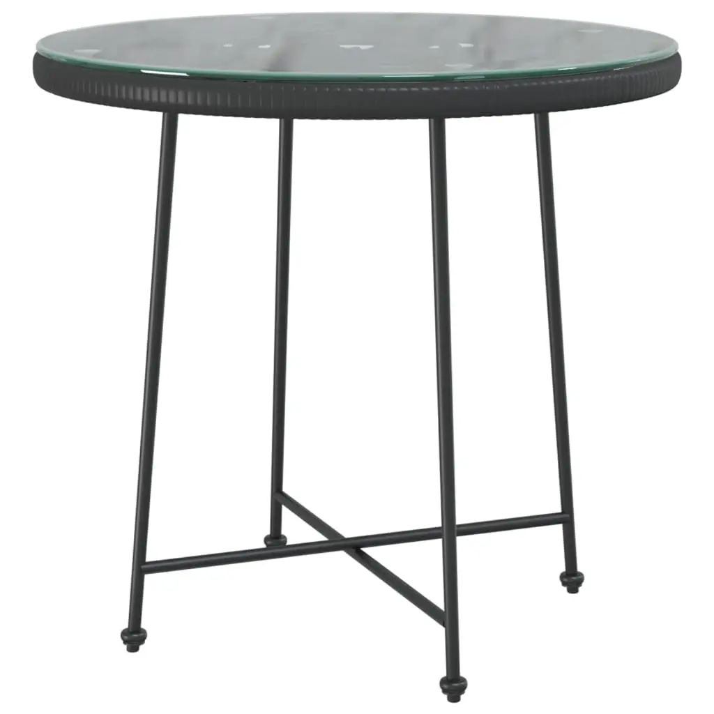 Dining Table Black Ø80 cm Tempered Glass and Steel 319437 - Furniture