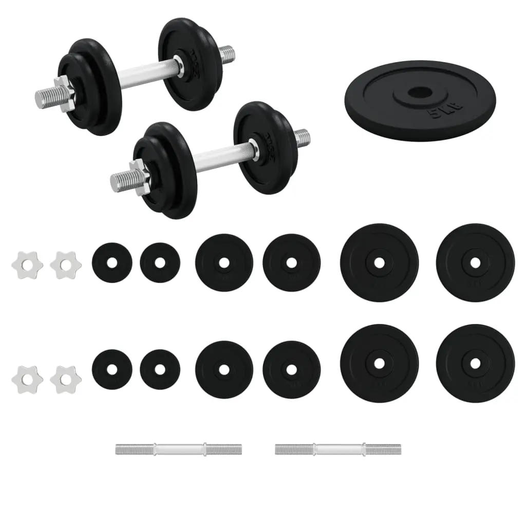 Dumbbell with Plates Set 40 kg Cast Iron and Chrome Plated Steel 3145033 - Sports & Outdoor