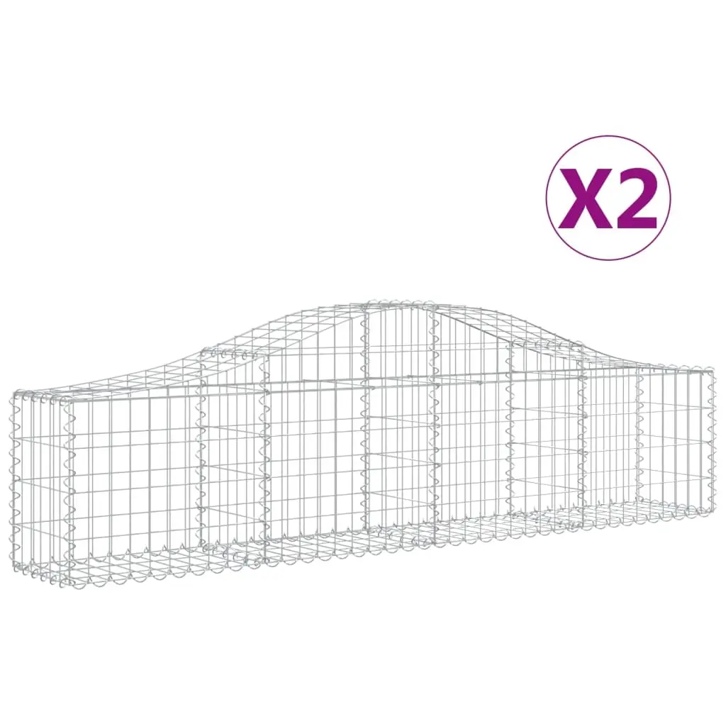 Arched Gabion Baskets 2 pcs 200x30x40/60 cm Galvanised Iron 3145367 - Home & Garden