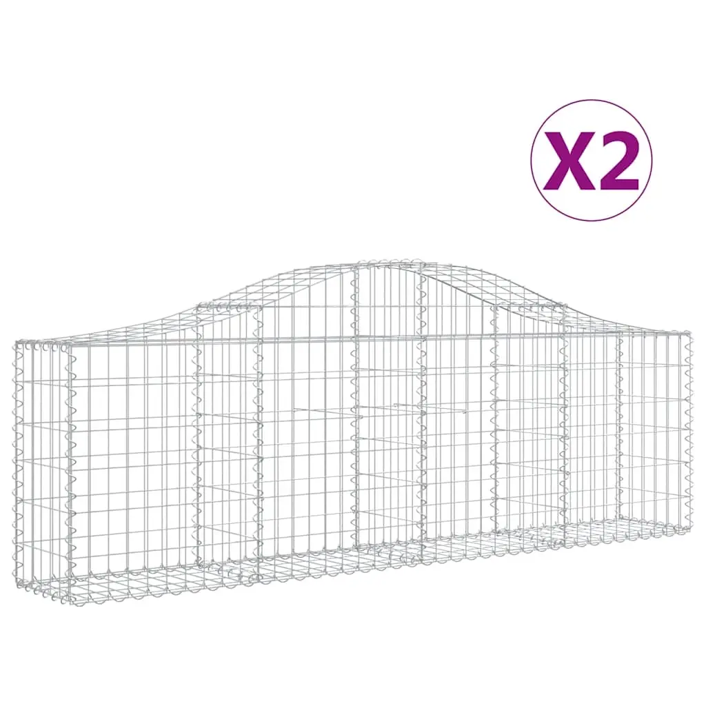 Arched Gabion Baskets 2 pcs 200x30x60/80 cm Galvanised Iron 3145388 - Home & Garden