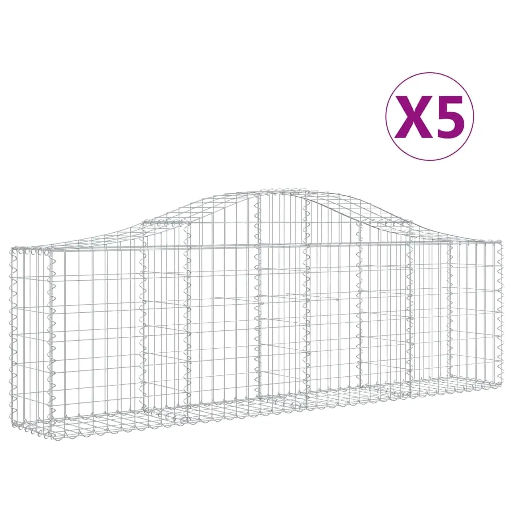 Arched Gabion Baskets 5 pcs 200x30x60/80 cm Galvanised Iron 3145391 - Home & Garden