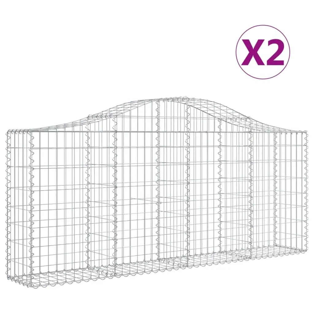 Arched Gabion Baskets 2 pcs 200x30x80/100 cm Galvanised Iron 3145409 - Home & Garden