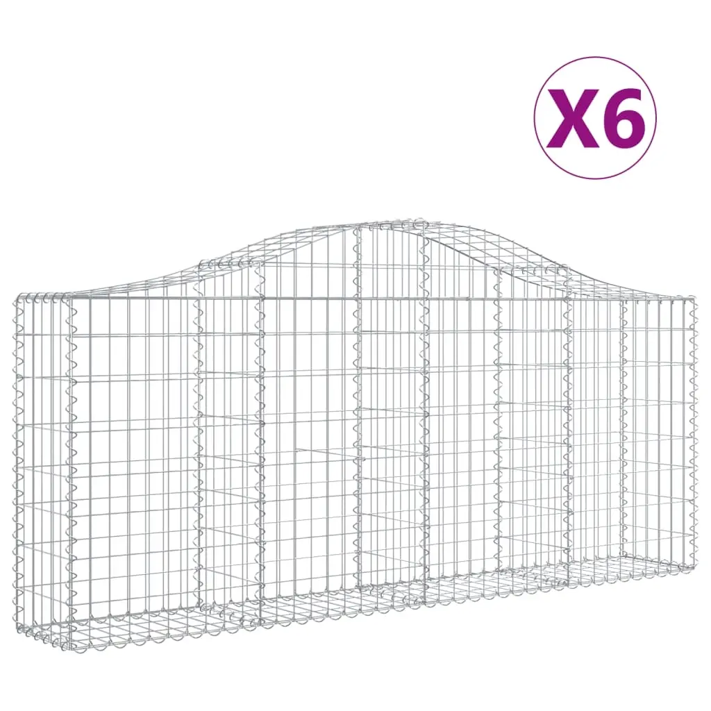 Arched Gabion Baskets 6 pcs 200x30x80/100 cm Galvanised Iron 3145413 - Home & Garden