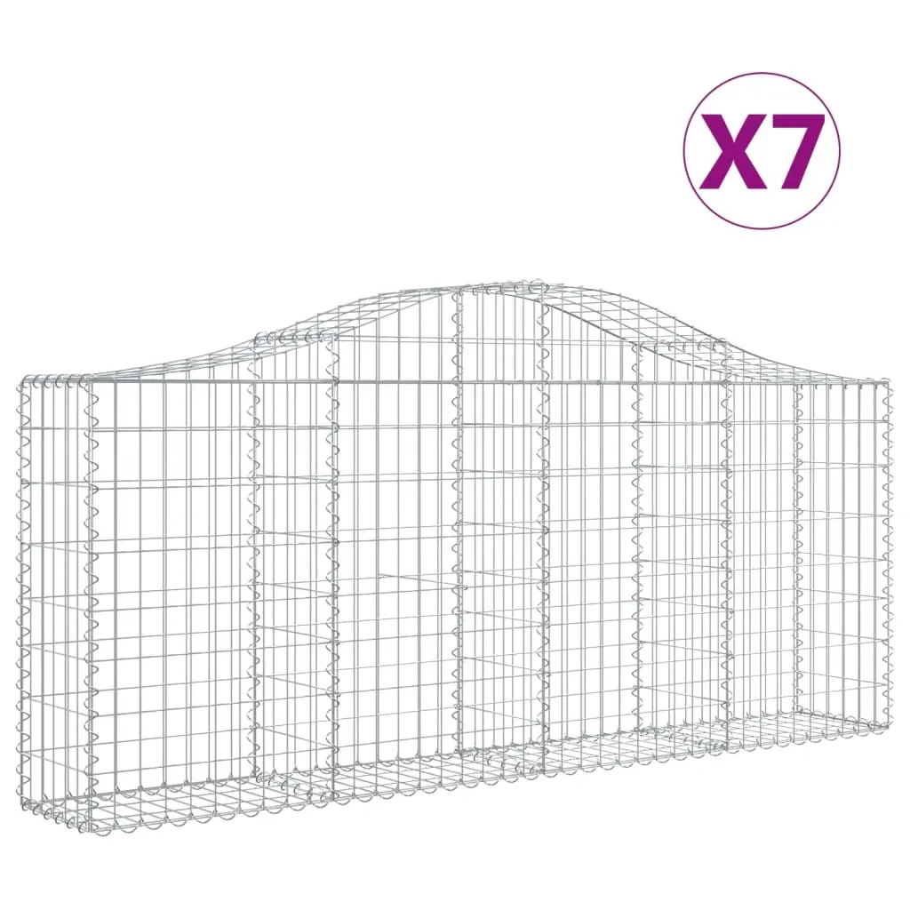 Arched Gabion Baskets 7 pcs 200x30x80/100 cm Galvanised Iron 3145414 - Home & Garden