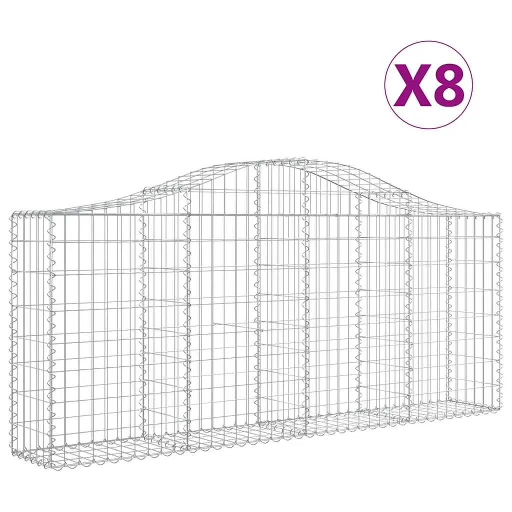 Arched Gabion Baskets 8 pcs 200x30x80/100 cm Galvanised Iron 3145415 - Home & Garden