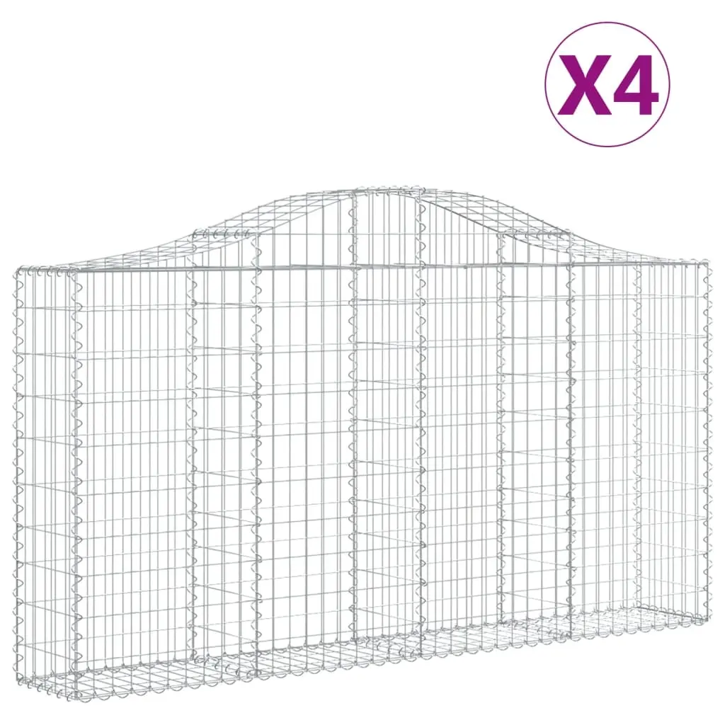 Arched Gabion Baskets 4 pcs 200x30x100/120 cm Galvanised Iron 3145432 - Home & Garden