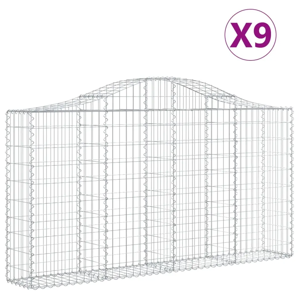 Arched Gabion Baskets 9 pcs 200x30x100/120 cm Galvanised Iron 3145437 - Home & Garden