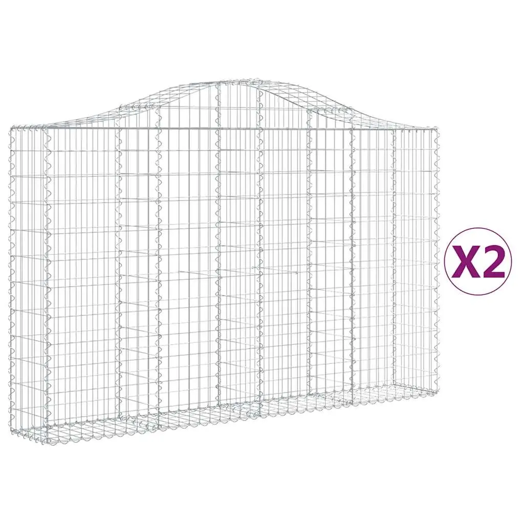 Arched Gabion Baskets 2 pcs 200x30x120/140 cm Galvanised Iron 3145451 - Home & Garden