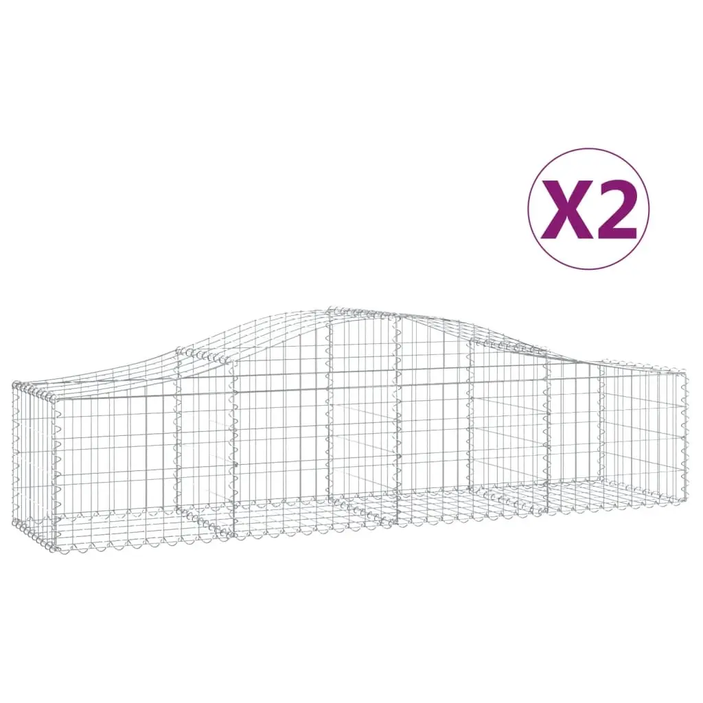 Arched Gabion Baskets 2 pcs 200x50x40/60 cm Galvanised Iron 3145577 - Home & Garden