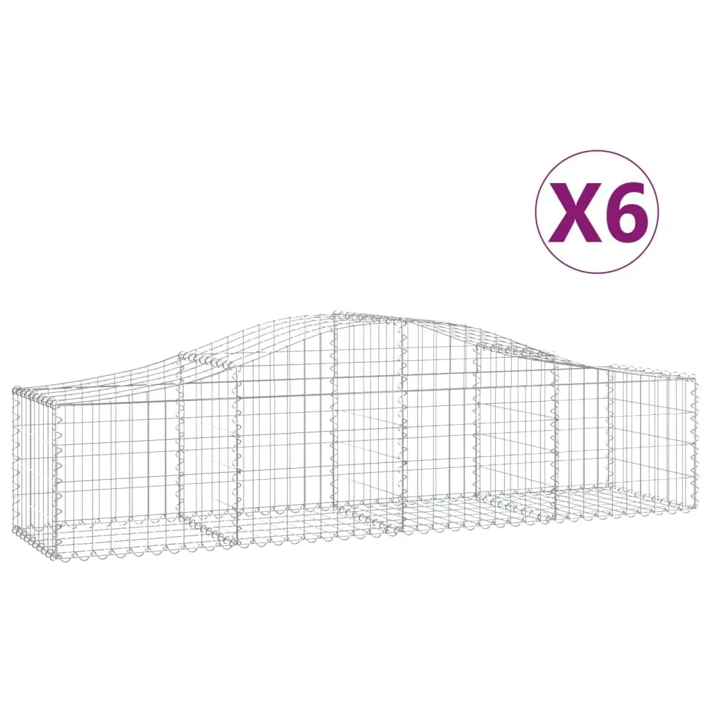 Arched Gabion Baskets 6 pcs 200x50x40/60 cm Galvanised Iron 3145581 - Home & Garden
