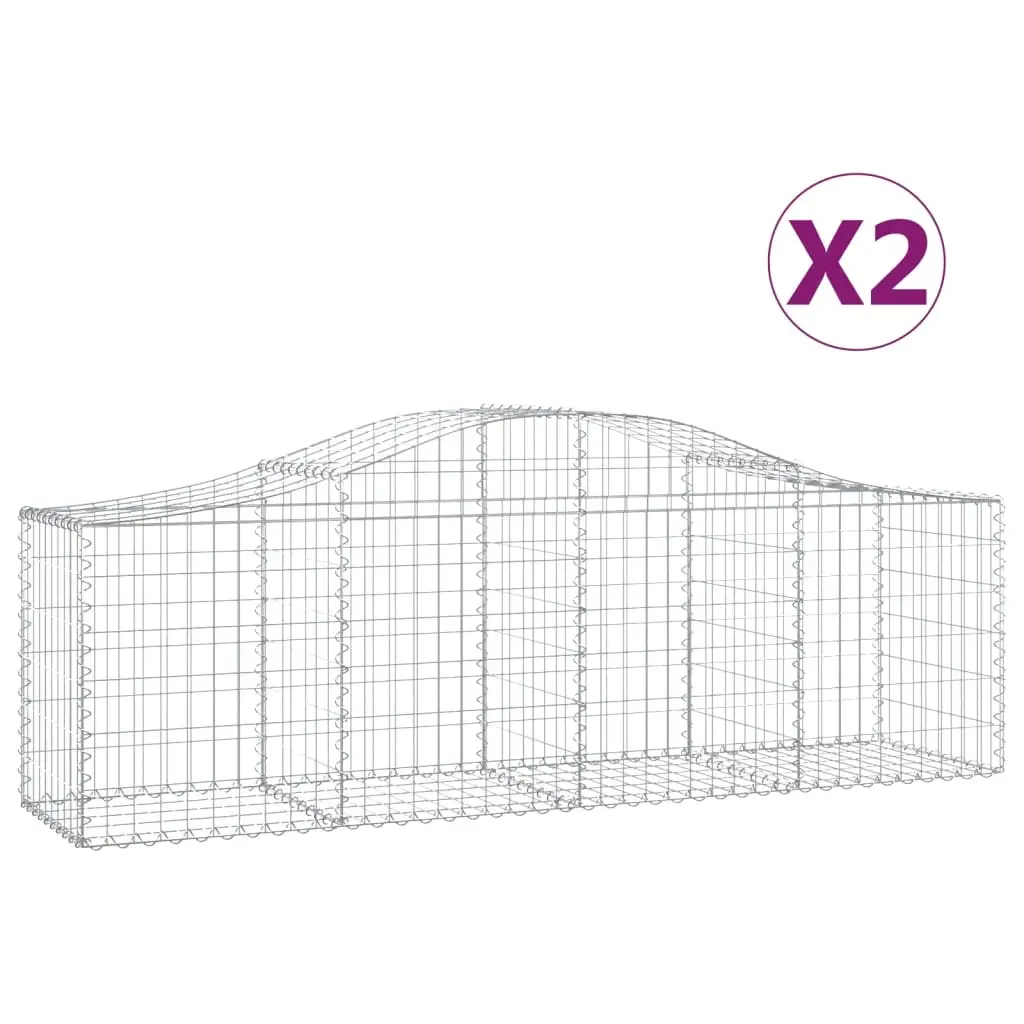 Arched Gabion Baskets 2 pcs 200x50x60/80 cm Galvanised Iron 3145598 - Home & Garden