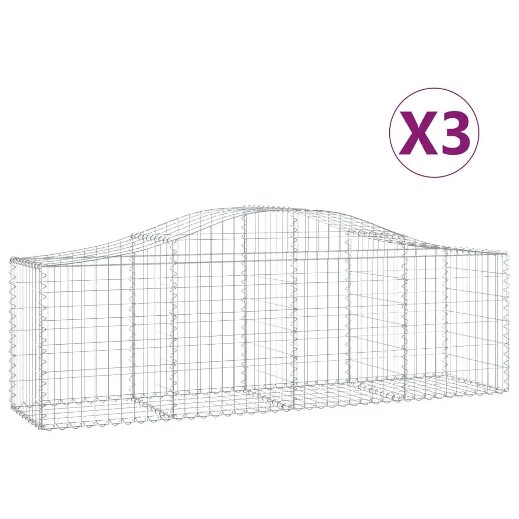 Arched Gabion Baskets 3 pcs 200x50x60/80 cm Galvanised Iron 3145599 - Home & Garden