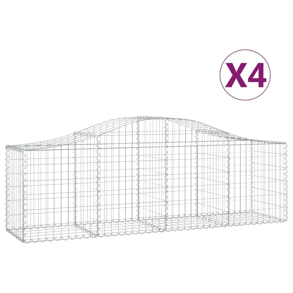 Arched Gabion Baskets 4 pcs 200x50x60/80 cm Galvanised Iron 3145600 - Home & Garden