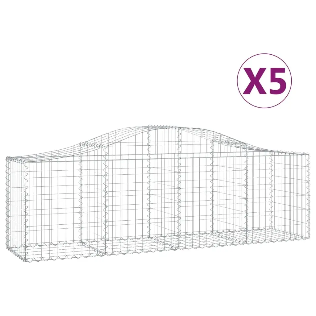 Arched Gabion Baskets 5 pcs 200x50x60/80 cm Galvanised Iron 3145601 - Home & Garden