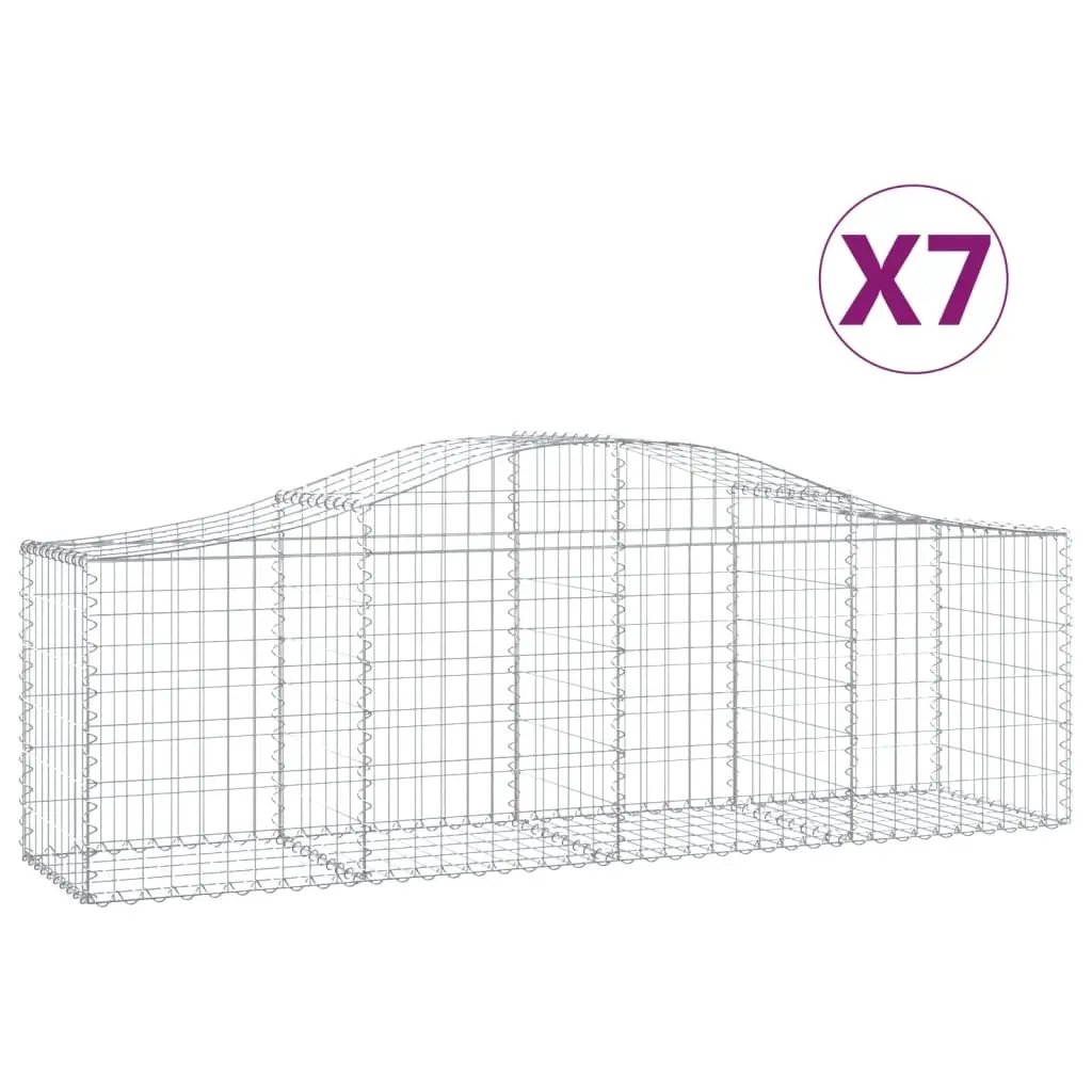 Arched Gabion Baskets 7 pcs 200x50x60/80 cm Galvanised Iron 3145603 - Home & Garden