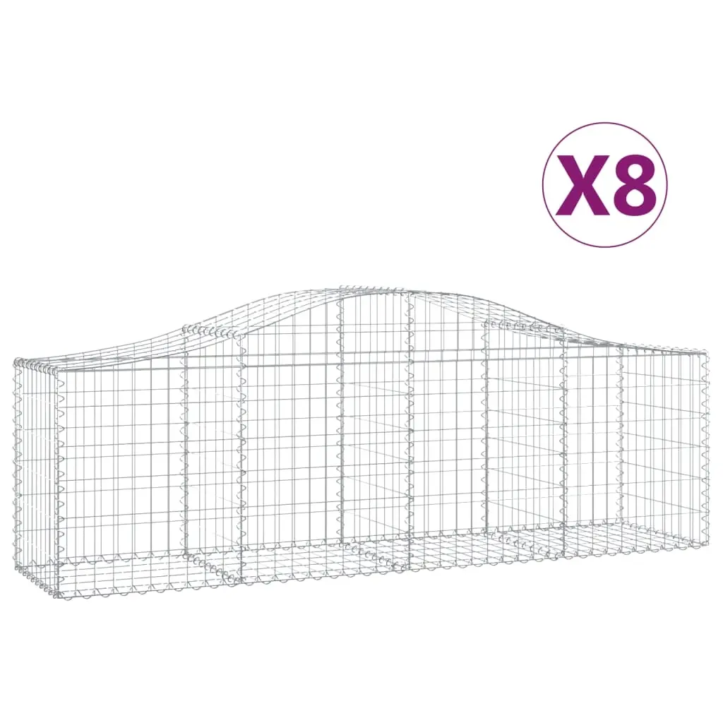 Arched Gabion Baskets 8 pcs 200x50x60/80 cm Galvanised Iron 3145604 - Home & Garden