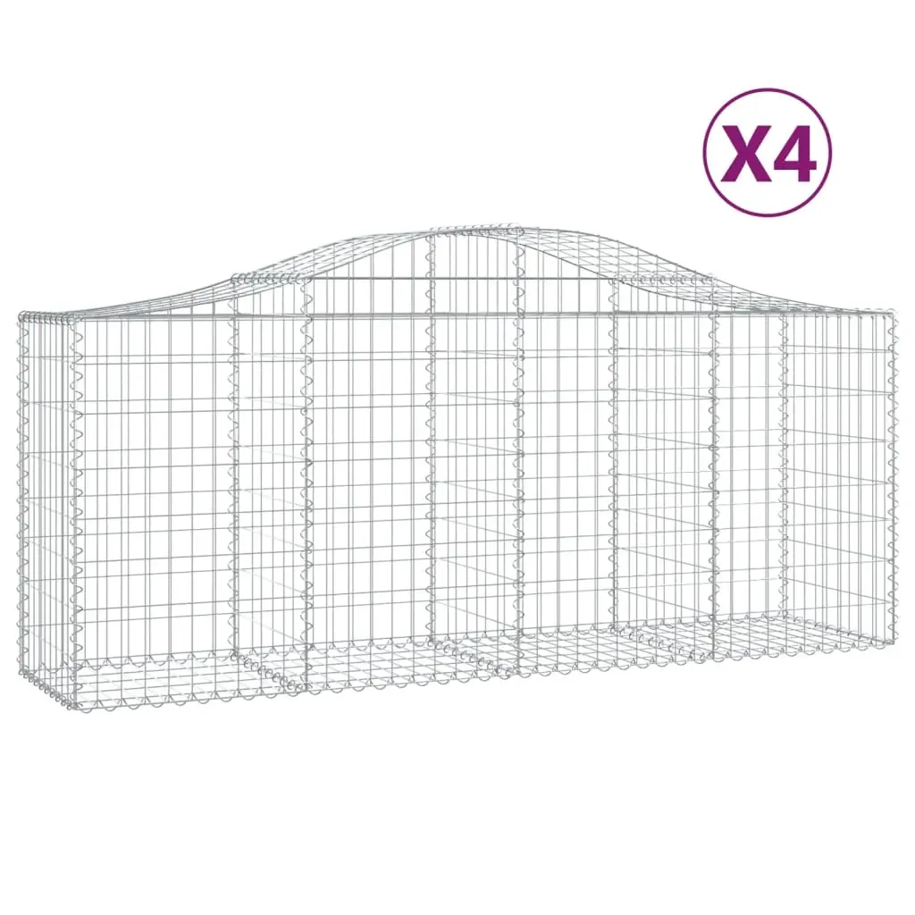 Arched Gabion Baskets 4 pcs 200x50x80/100 cm Galvanised Iron 3145621 - Home & Garden
