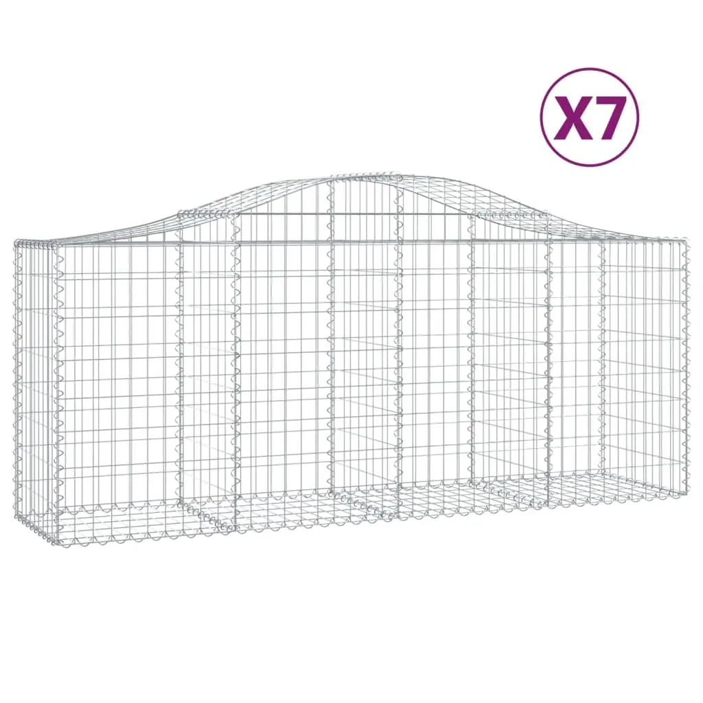 Arched Gabion Baskets 7 pcs 200x50x80/100 cm Galvanised Iron 3145624 - Home & Garden
