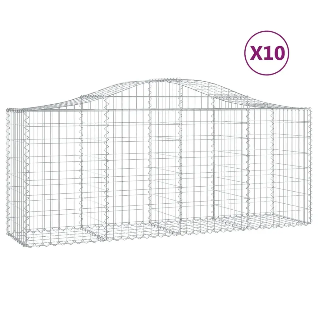 Arched Gabion Baskets 10 pcs 200x50x80/100 cm Galvanised Iron 3145627 - Home & Garden