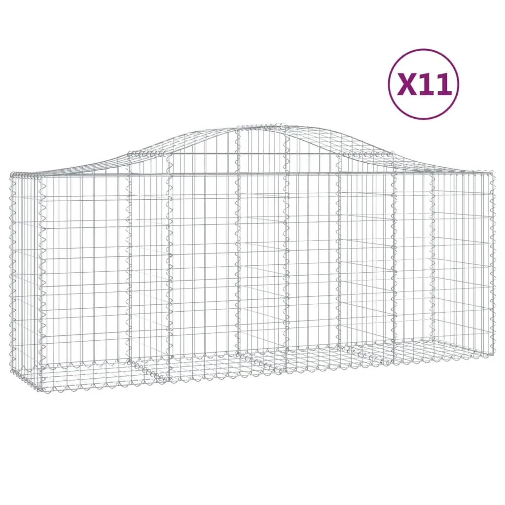 Arched Gabion Baskets 11 pcs 200x50x80/100 cm Galvanised Iron 3145628 - Home & Garden