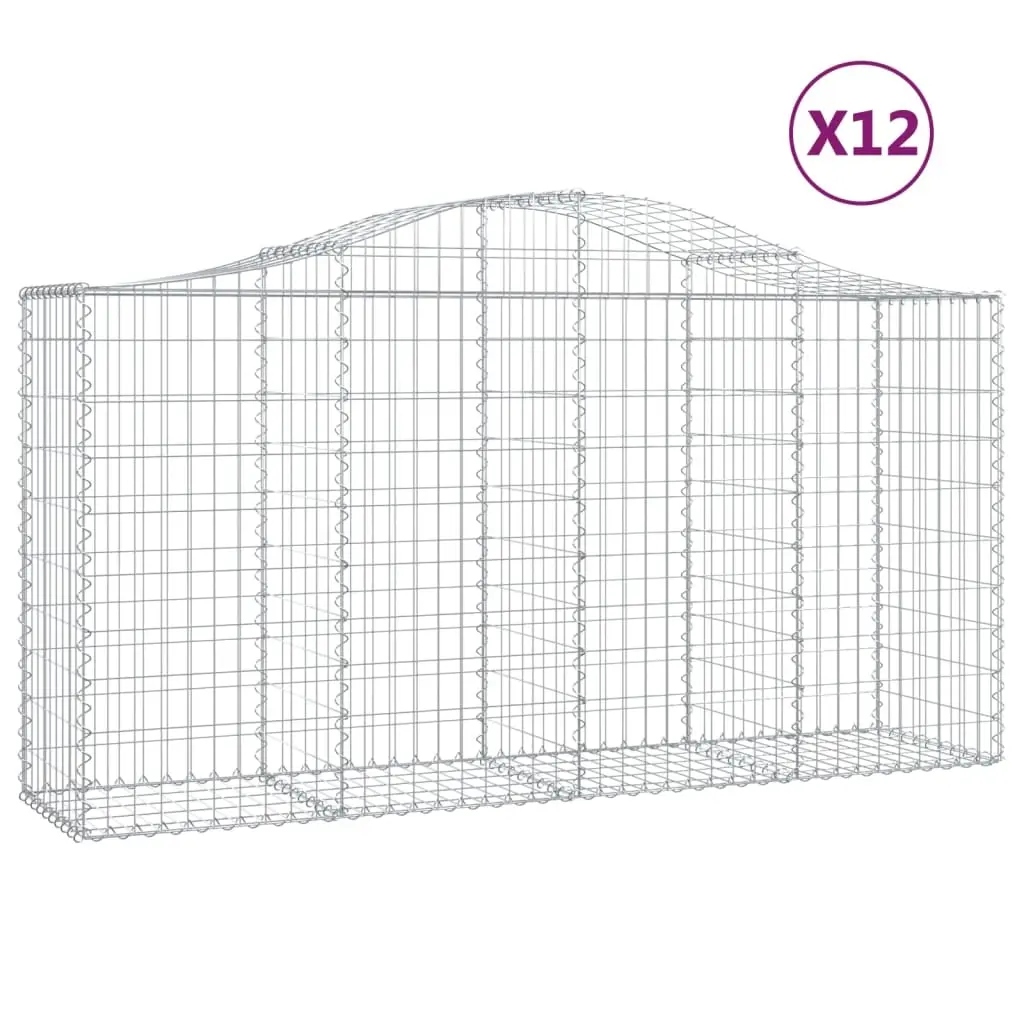 Arched Gabion Baskets 12 pcs 200x50x100/120 cm Galvanised Iron 3145650 - Home & Garden