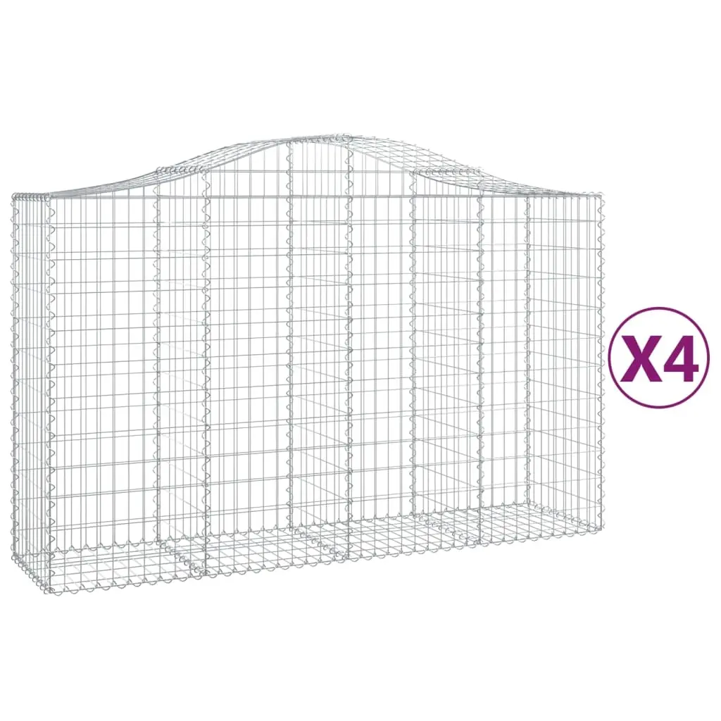 Arched Gabion Baskets 4 pcs 200x50x120/140 cm Galvanised Iron 3145663 - Home & Garden