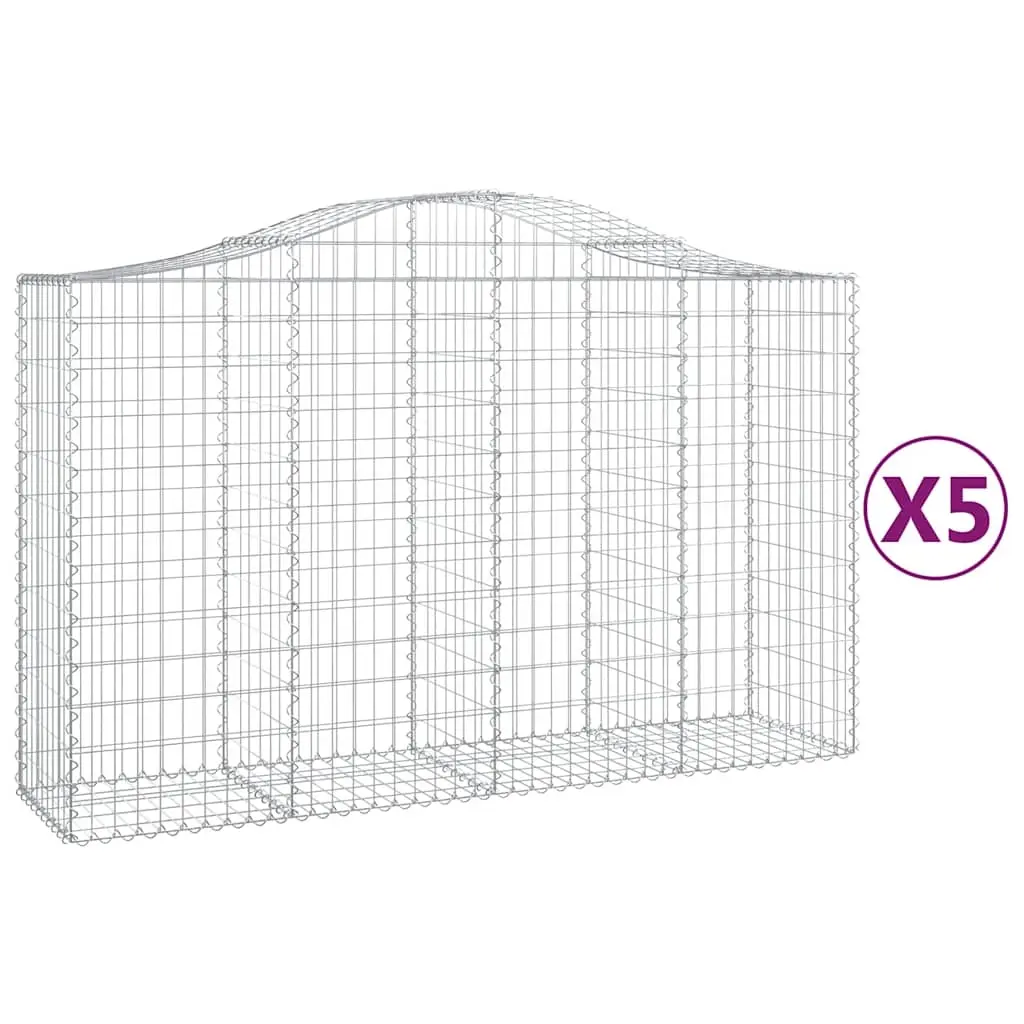 Arched Gabion Baskets 5 pcs 200x50x120/140 cm Galvanised Iron 3145664 - Home & Garden