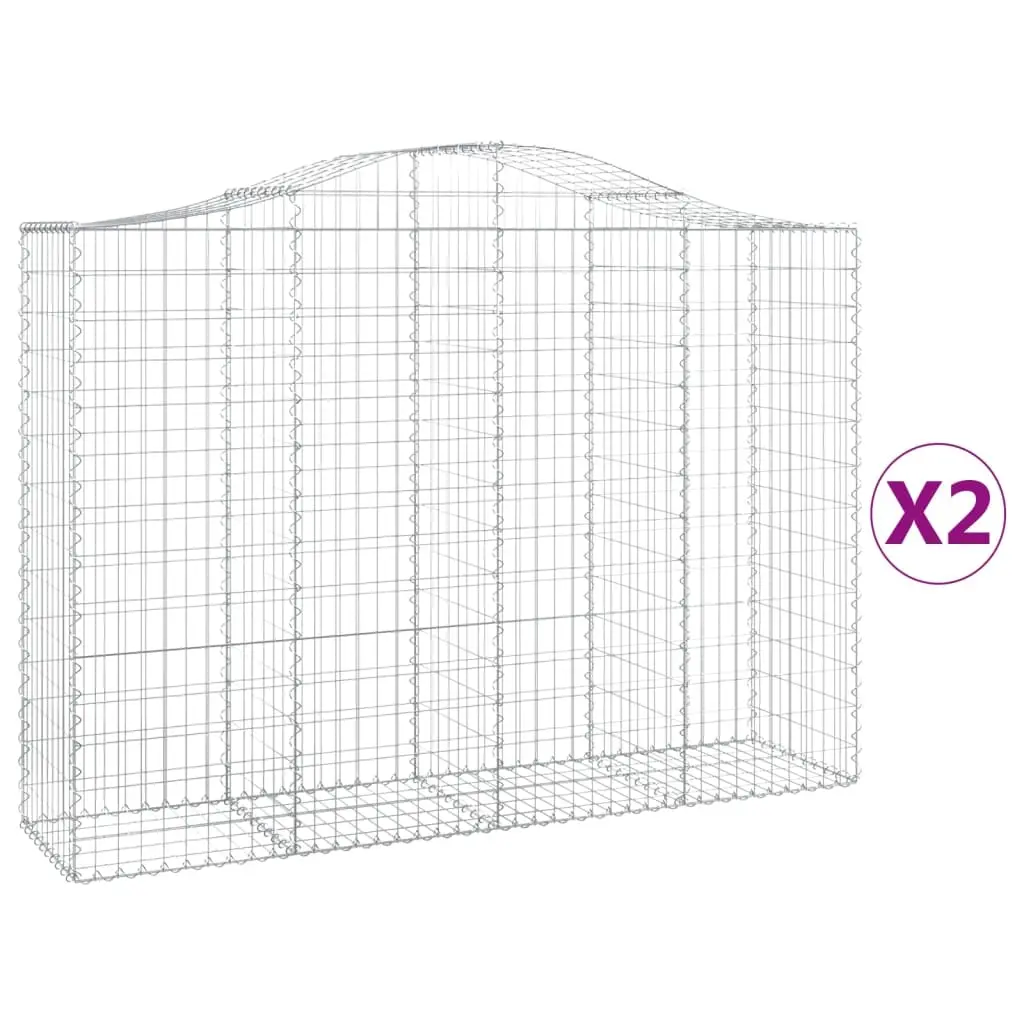 Arched Gabion Baskets 2 pcs 200x50x140/160 cm Galvanised Iron 3145682 - Home & Garden
