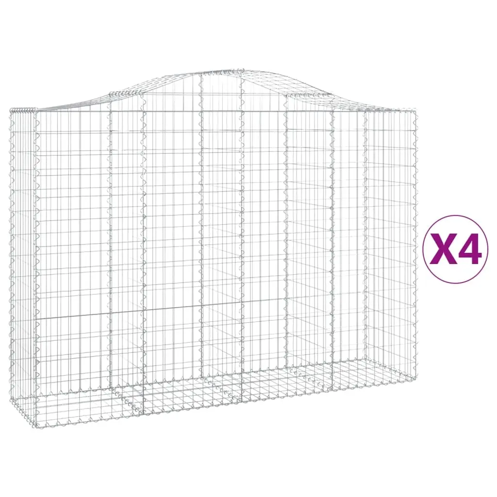 Arched Gabion Baskets 4 pcs 200x50x140/160 cm Galvanised Iron 3145684 - Home & Garden