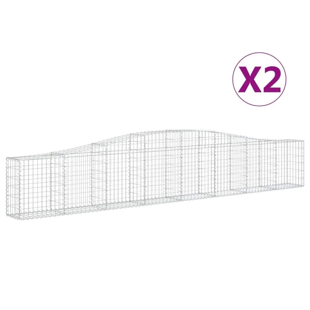 Arched Gabion Baskets 2 pcs 400x30x60/80 cm Galvanised Iron 3145800 - Home & Garden