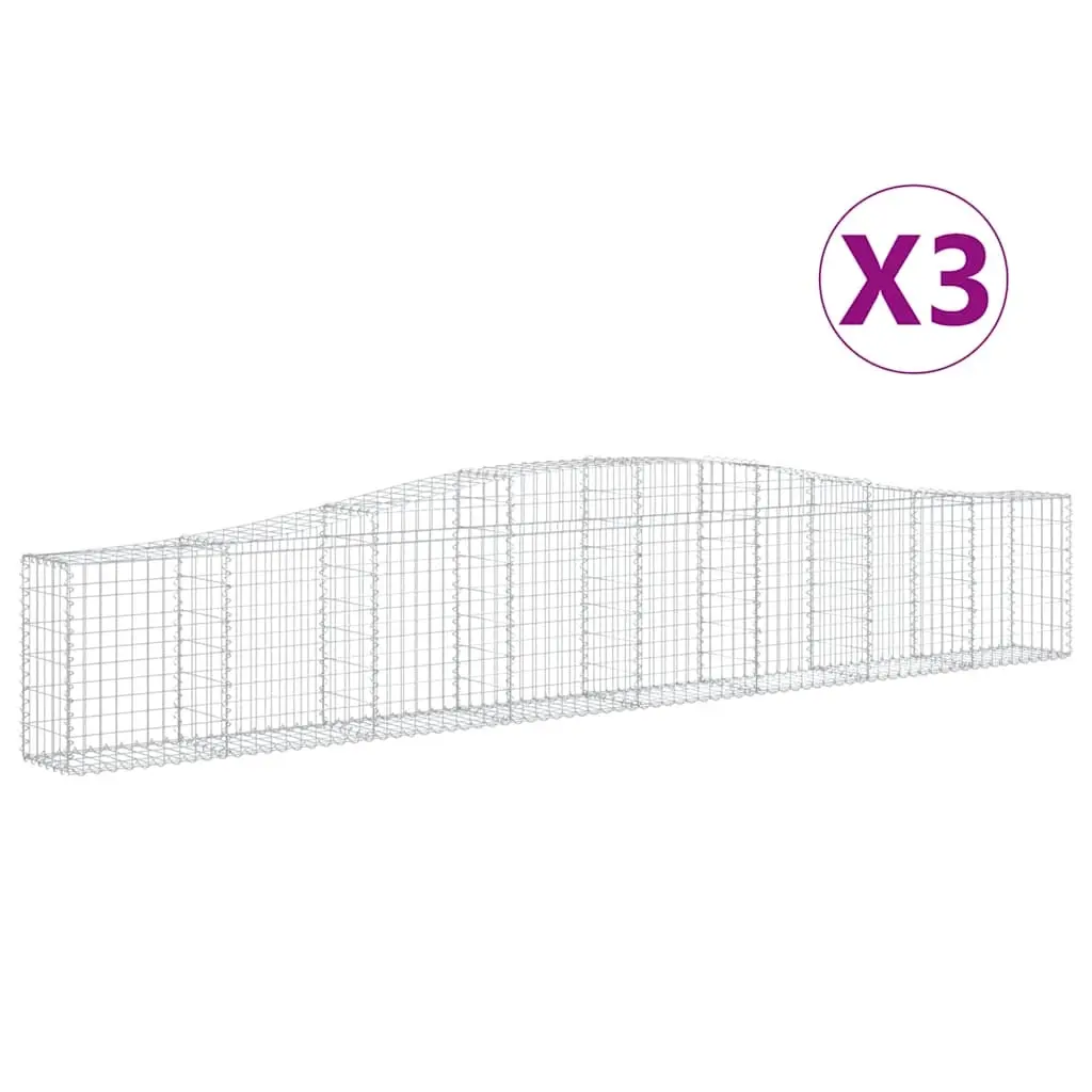 Arched Gabion Baskets 3 pcs 400x30x60/80 cm Galvanised Iron 3145801 - Home & Garden