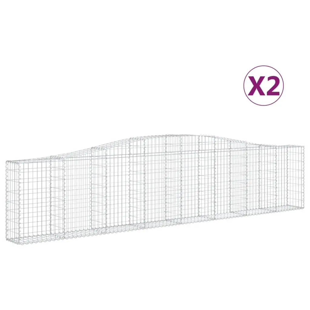 Arched Gabion Baskets 2 pcs 400x30x80/100 cm Galvanised Iron 3145813 - Home & Garden