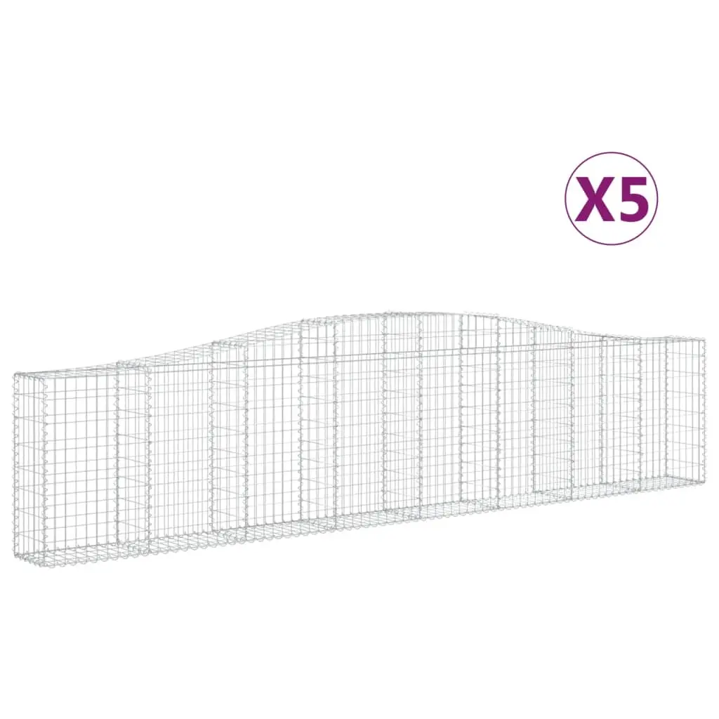 Arched Gabion Baskets 5 pcs 400x30x80/100 cm Galvanised Iron 3145816 - Home & Garden
