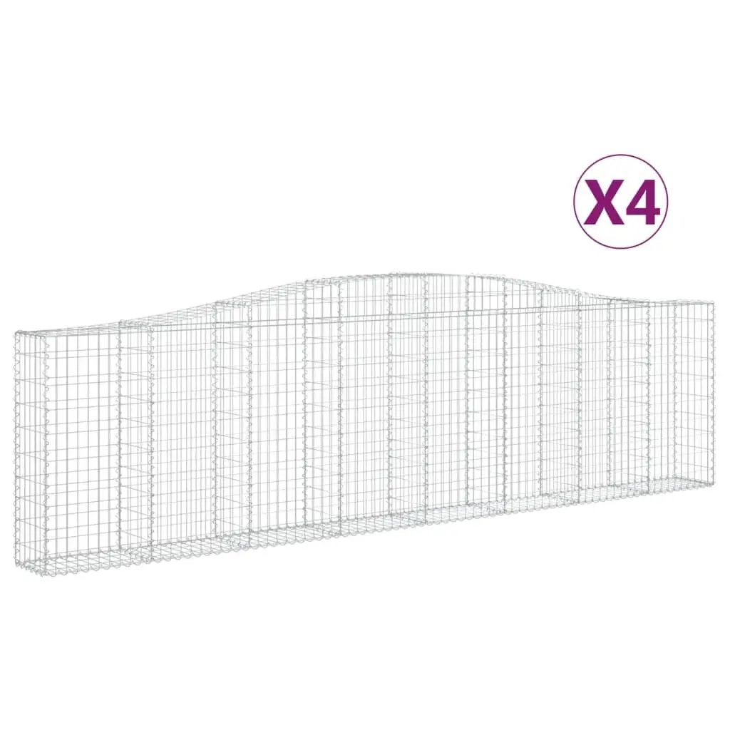 Arched Gabion Baskets 4 pcs 400x30x100/120 cm Galvanised Iron 3145828 - Home & Garden