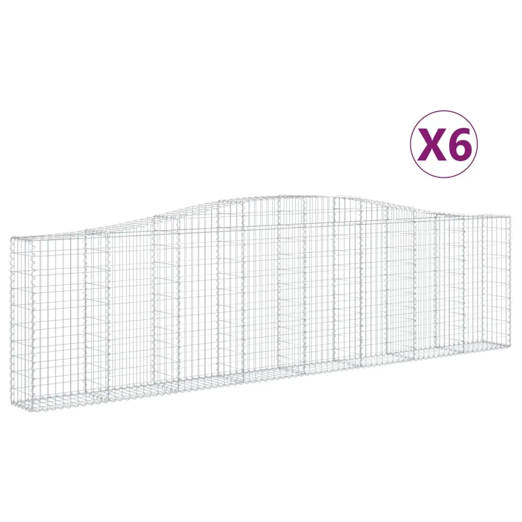 Arched Gabion Baskets 6 pcs 400x30x100/120 cm Galvanised Iron 3145830 - Home & Garden