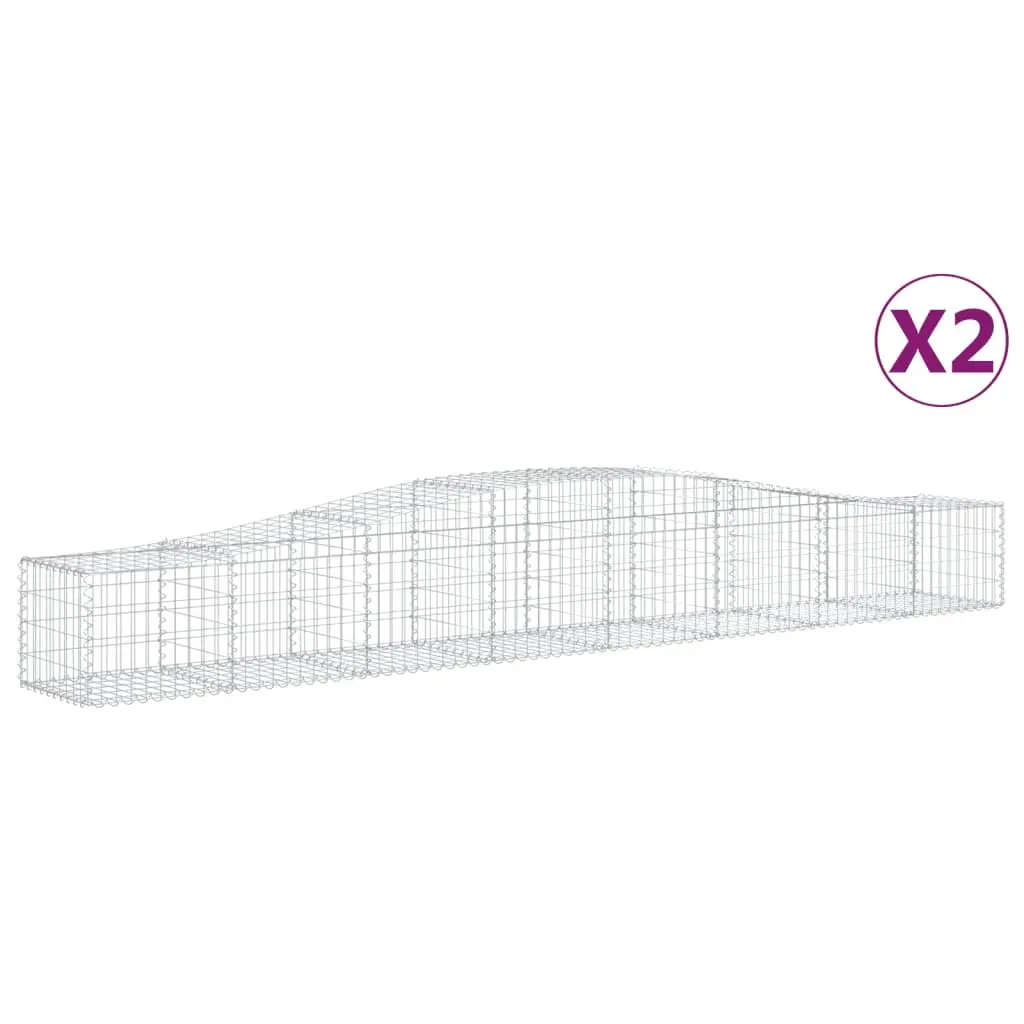 Arched Gabion Baskets 2 pcs 400x50x40/60 cm Galvanised Iron 3145917 - Home & Garden