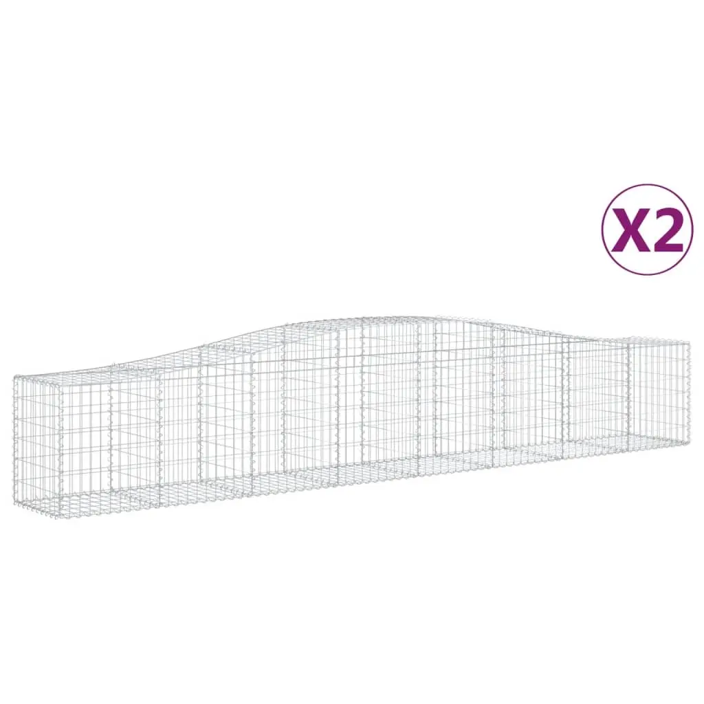 Arched Gabion Baskets 2 pcs 400x50x60/80 cm Galvanised Iron 3145930 - Home & Garden