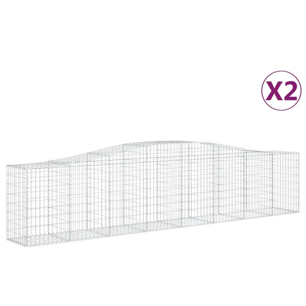 Arched Gabion Baskets 2 pcs 400x50x80/100 cm Galvanised Iron 3145943 - Home & Garden