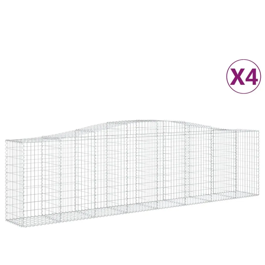 Arched Gabion Baskets 4 pcs 400x50x100/120 cm Galvanised Iron 3145958 - Home & Garden