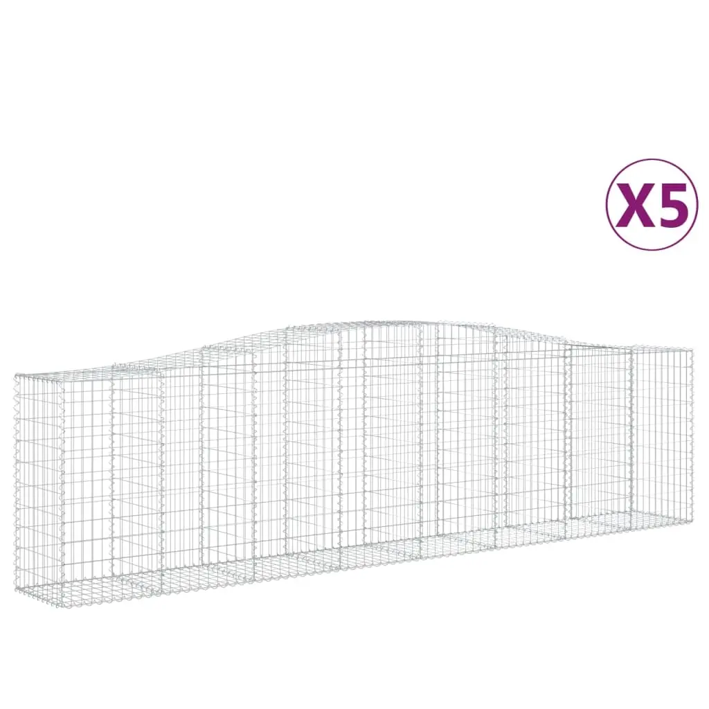 Arched Gabion Baskets 5 pcs 400x50x100/120 cm Galvanised Iron 3145959 - Home & Garden
