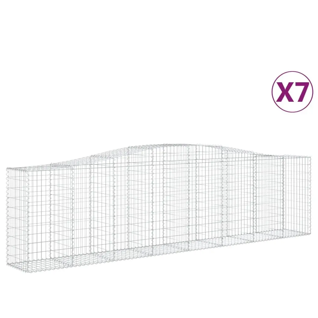 Arched Gabion Baskets 7 pcs 400x50x100/120 cm Galvanised Iron 3145961 - Home & Garden