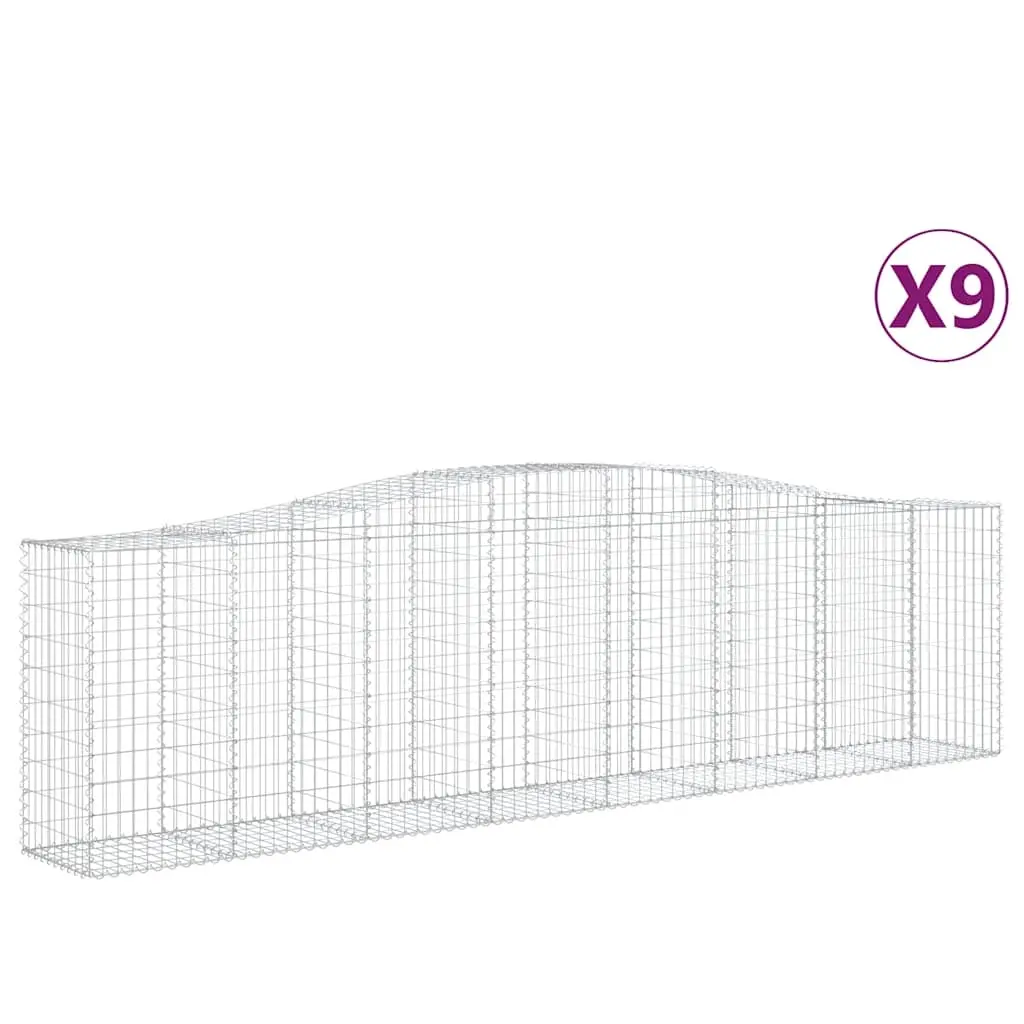 Arched Gabion Baskets 9 pcs 400x50x100/120 cm Galvanised Iron 3145963 - Home & Garden
