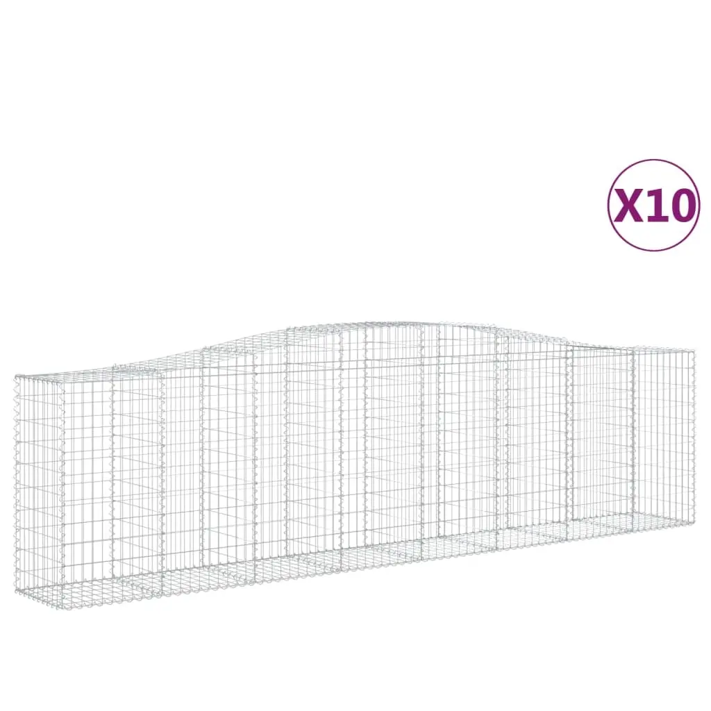 Arched Gabion Baskets 10 pcs 400x50x100/120 cm Galvanised Iron 3145964 - Home & Garden