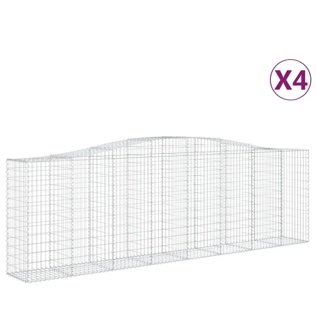 Arched Gabion Baskets 4 pcs 400x50x120/140 cm Galvanised Iron 3145971 - Home & Garden
