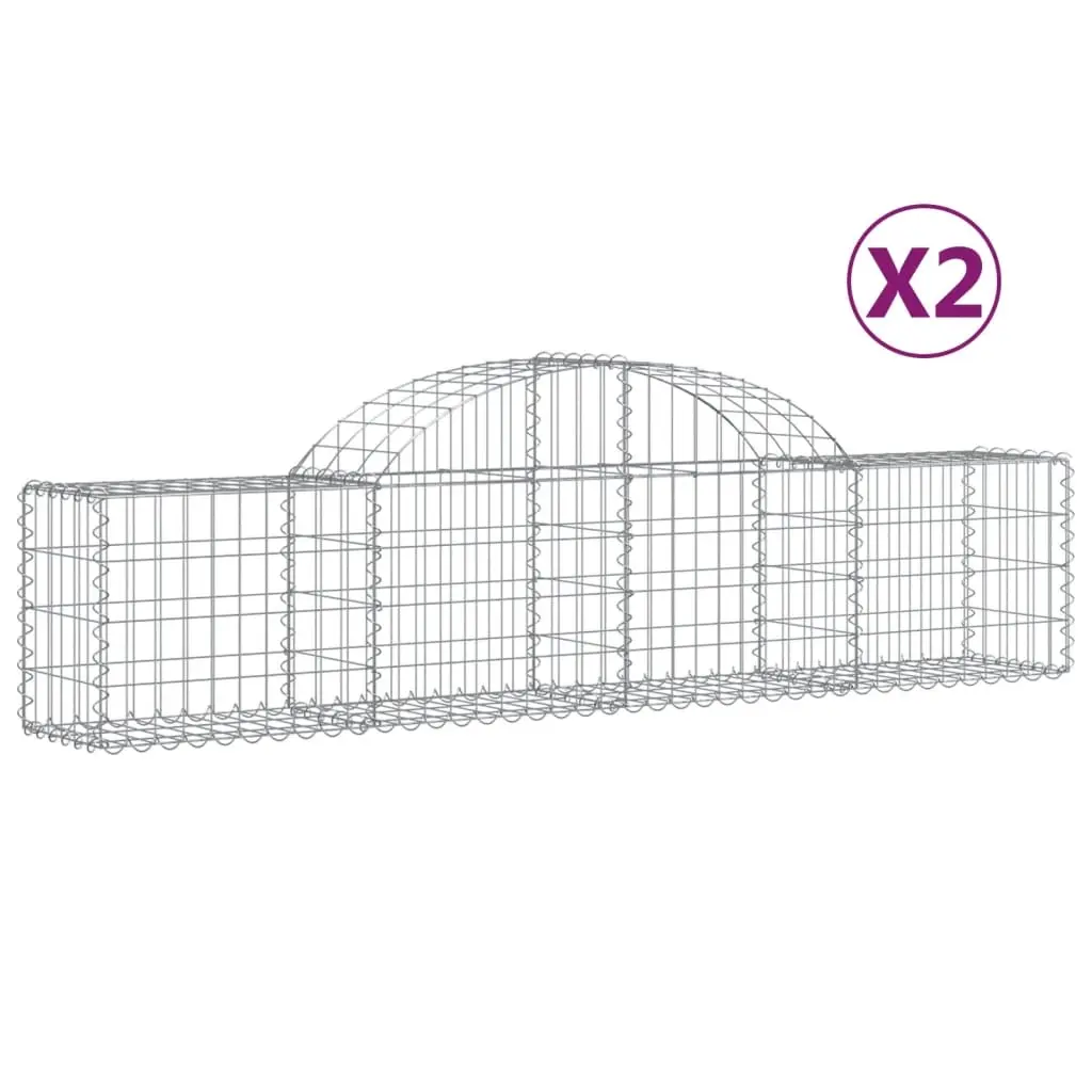 Arched Gabion Baskets 2 pcs 200x30x40/60 cm Galvanised Iron 3146047 - Home & Garden